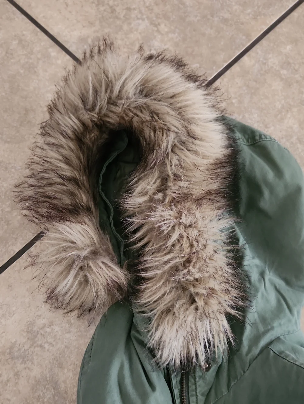 GAP Girls Olive Green Parka with Faux Fur Hood and Sherpa Lining